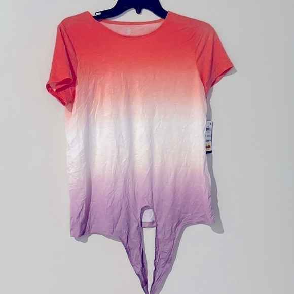 IDEOLOGY Women's Sz XS Short Sleeves Tie-Front Round Neck T-Shirt Top Fade Peach - Picture 10 of 11